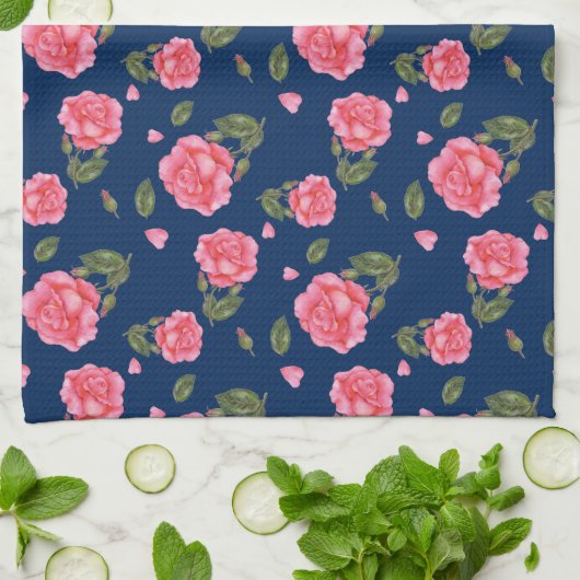 Shabby Chic Waterverf Pink Rose Floral Pattern Theedoek (Gevouwen)