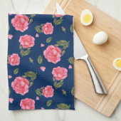 Shabby Chic Waterverf Pink Rose Floral Pattern Theedoek (Quarter Fold)