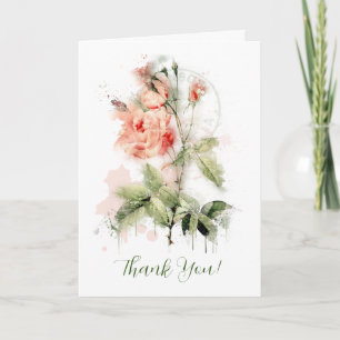 Shabby Chic Waterverf Rozen Wenskaart Kaart