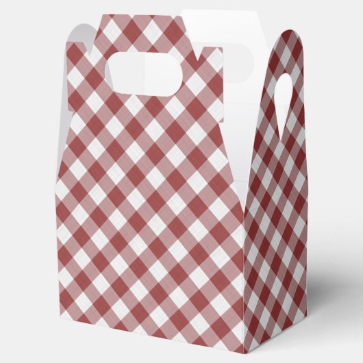 Shabby Chic White Light Maroon Red Gingham Bedankdoosjes (Geopend)