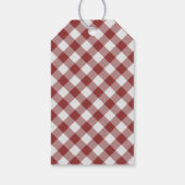 Shabby Chic White Light Maroon Red Gingham Cadeaulabel (Achterkant)