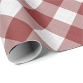 Shabby Chic White Light Maroon Red Gingham Cadeaupapier (Rol Hoek)