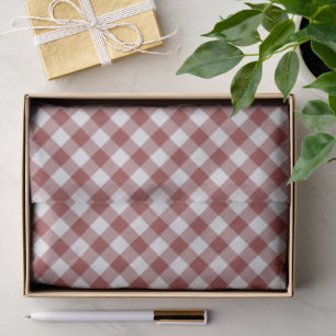 Shabby Chic White Light Maroon Red Gingham Tissuepapier