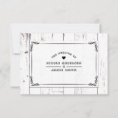 Shabby Chic White Wood Barn Wedding RSVP (Achterkant)