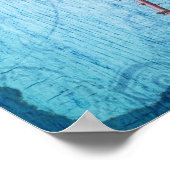  Shabby Chic Witte Rozen Blauw Hout Poster (Hoek)