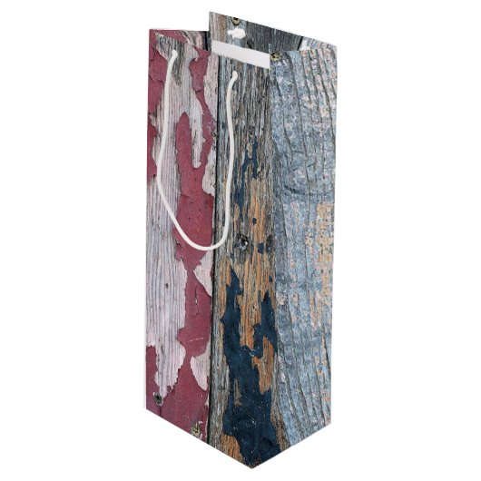 Shabby Chic Wood Wijn Cadeautas (Voorkant Gekanteld)