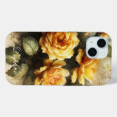  Shabby Chic Yellow Rose Aangepaste naam Case-Mate iPhone Case (Achterkant (horizontaal))