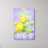  Shabby Chic Yellow Roses Lila achtergrond Canvas Afdruk (Voorkant)