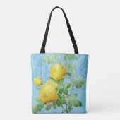 Shabby Chic Yellow Roses op Blauw Draagtas (Achterkant)