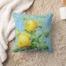  Shabby Chic Yellow Roses op Blauw