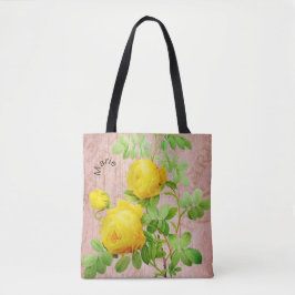  Shabby Chic Yellow Roses op Bleek Roze Draagtas