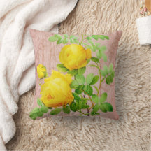  Shabby Chic Yellow Roses op Bleek Roze