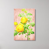  Shabby Chic Yellow Roses Roze Achtergrond Canvas Afdruk (Voorkant)