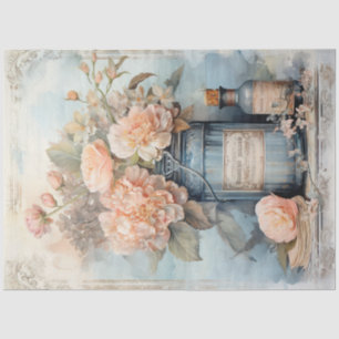shabby chique bloemenpastel groen metselaarpot tissuepapier