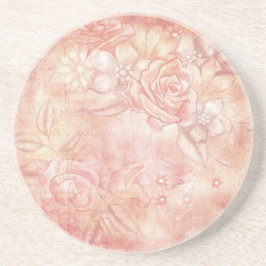 Shabby Chique Decor Roze & Perzik Bloemen Decoupag Zandsteen Onderzetter