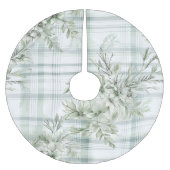 Shabby Chique Kerstmis Bloemen Groen Plaid Kerstboom Rok (Voorkant)
