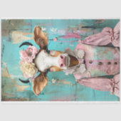 Shabby chique koe in zachte pastel decoupage tissuepapier (Voorkant)