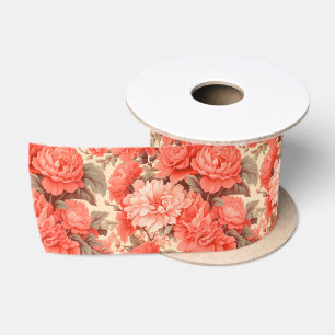 Shabby chique koraal bloemen lint