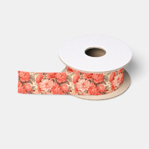 Shabby chique koraal bloemen lint