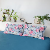 Shabby chique roze rozen en witte bloemen patroon kussensloop