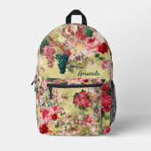 shabby chique rozen en vaas geel bedrukte rugzak (Voorkant)