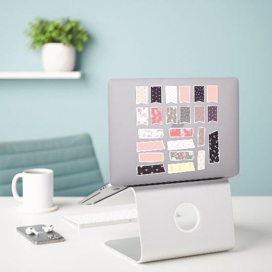Shabby Chique Tape en Lint Planner Sticker (Laptop op bureau)