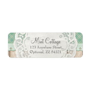 Shabby Cottage Chic Doily Country Return Address Etiket