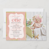 Shabby Cottage Pink Rose Baby Girl Foto Kaart (Voorkant)