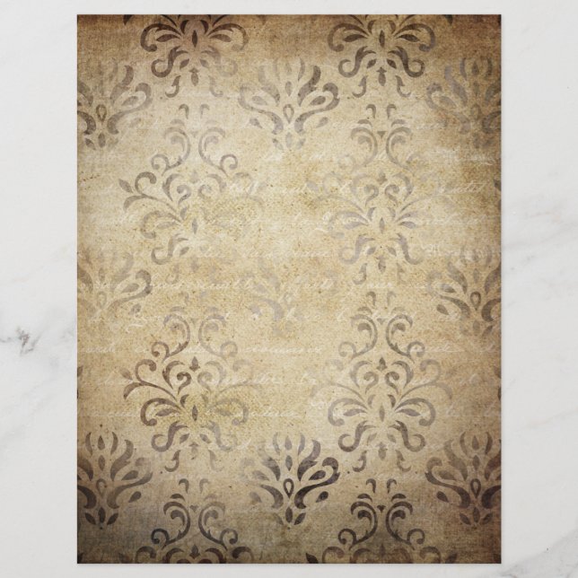 Shabby Damask Patterned Scrapbook Paper (Voorkant)