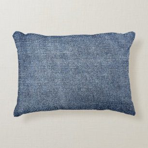 Shabby denim: blauwe jeans textuur accent kussen