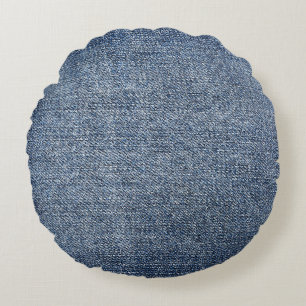 Shabby denim: blauwe jeans textuur rond kussen