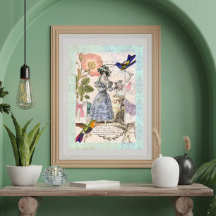 Shabby Elegance Vintage Mode Collage Poster