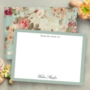 Shabby Elegant Rustieke Rozen Notitiekaartje
