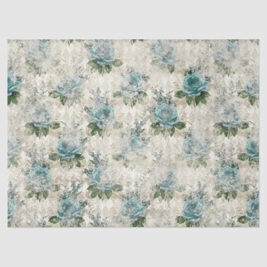 Shabby Floral Aqua Series Design 2 Tissuepapier (Voorkant)