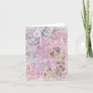 Shabby  Floral Blank Note Card Kaart