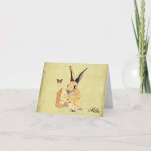 Shabby Floral Bunny Personalized Notecard Notitiekaartje