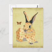 Shabby Floral Bunny Postcard Briefkaart (Voorkant / Achterkant)