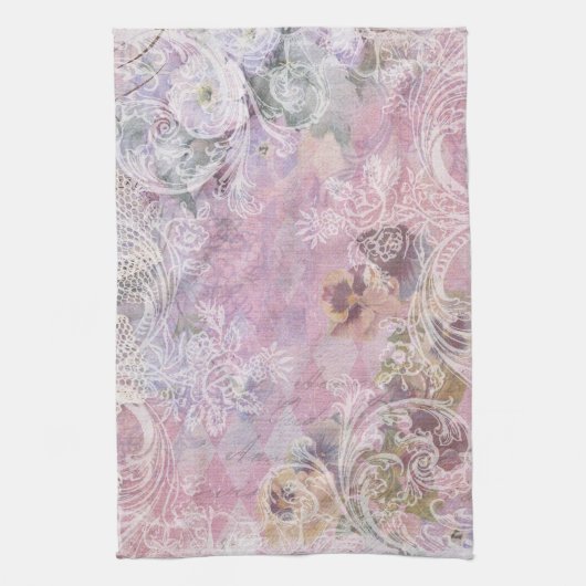 Shabby  Floral Kitchen Towel Theedoek (Verticaal)