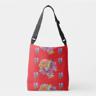 Shabby floral Red Rose rozen Crossbody Bag Pattern Tas