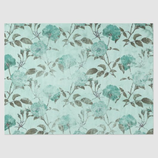 Shabby Floral Turquoise Series Design 8 Tissuepapier (Voorkant)