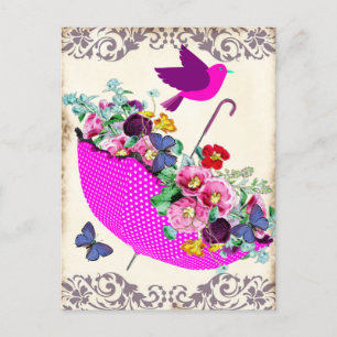 Shabby Floral Umbrella Briefkaart