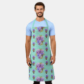 Shabby Flower Aqua Stripe art floral Kitchen Apron Schort (Gedragen)