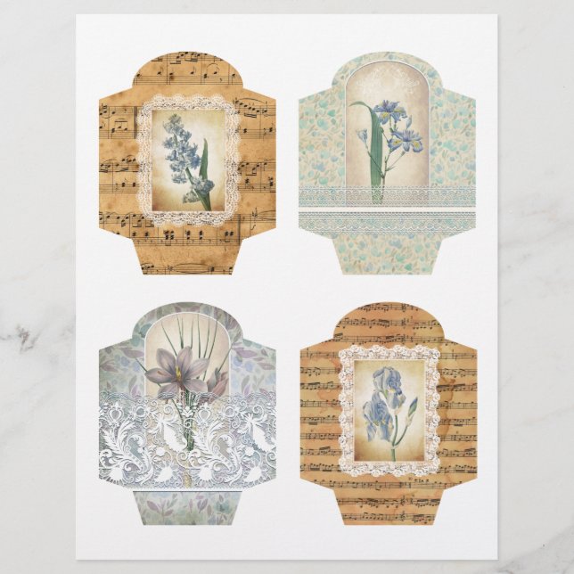 Shabby Flower & Lace Scrapbook Pockets (Voorkant)