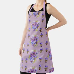 Shabby Flower Lila Pansy floral Kitchen Apron Schort