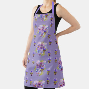 Shabby Flower Paars Pansy floral Kitchen Apron Schort