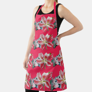 Shabby Flower Red Lily bloemenkeuken Schort
