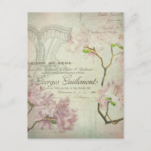  Shabby Flowers French Script Chic Corset Briefkaart