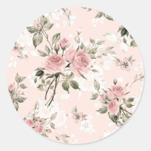 Shabby, franse chic, , floral, rustic, ronde sticker