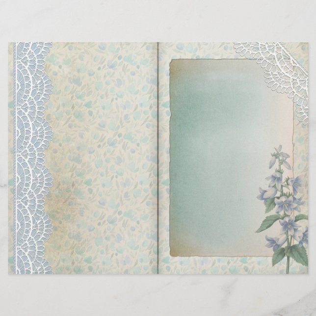Shabby Lace Blue Floral Journal Pagina (Voorkant)