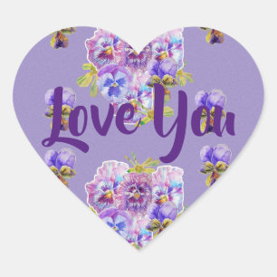Shabby Lavender Purple bloemen floral Love Hart Sticker